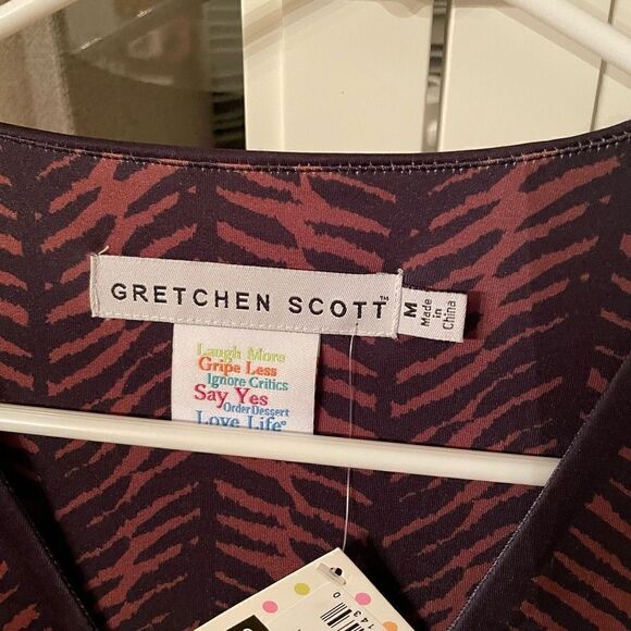 Gretchen Scott Dress Womens S Sheath Brown Cheetah 3/4 Length Sleeve V Neckline - Picture 6 of 6